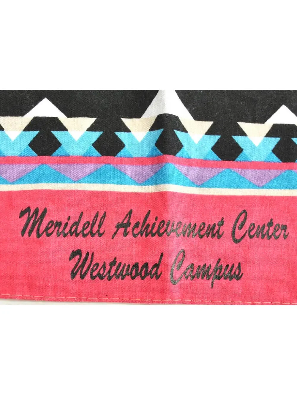 Vintage 90s Grand Opening Pattern Aztec Colorful Black Bandana